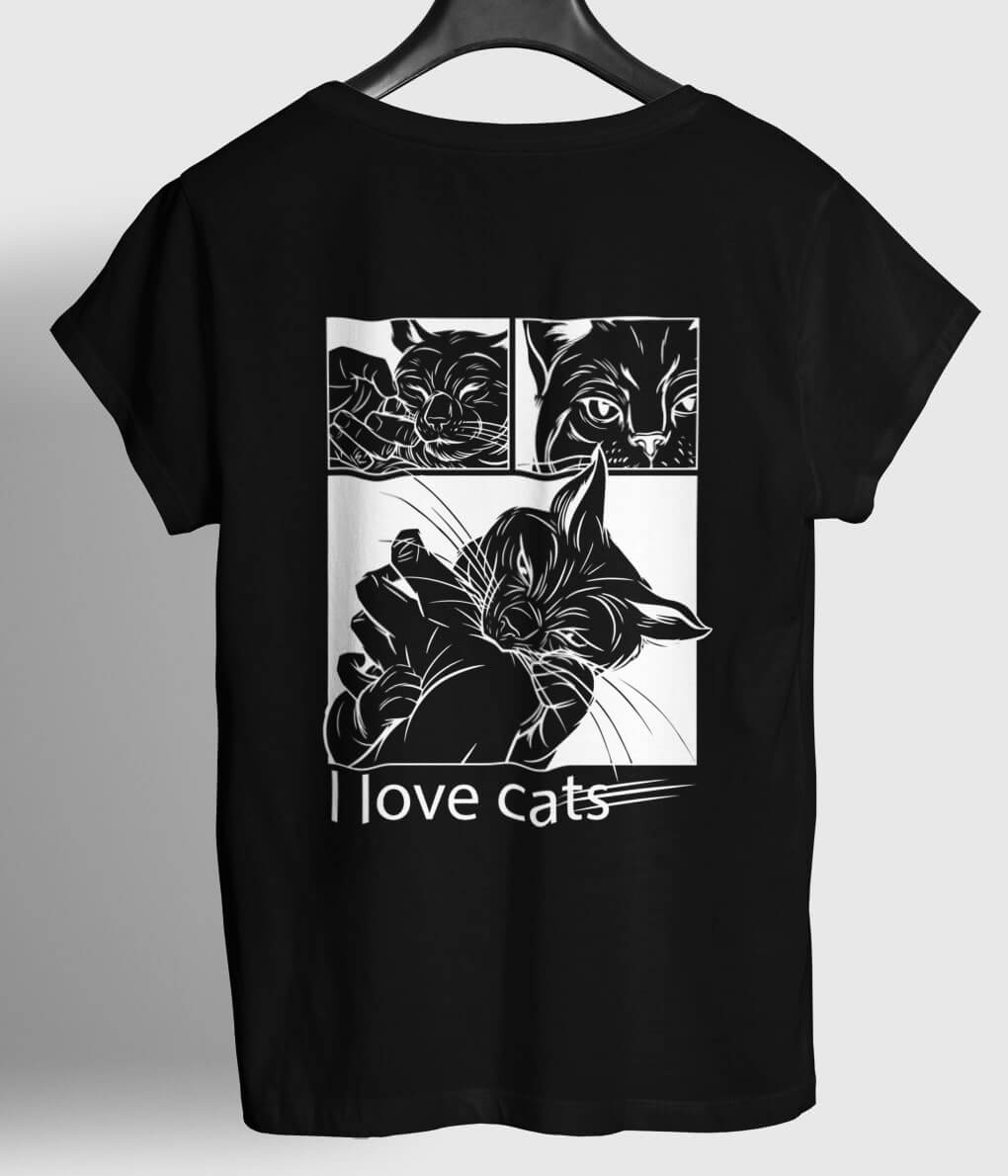 I love Cats - BACKPRINT Organic Unisex (Premium)