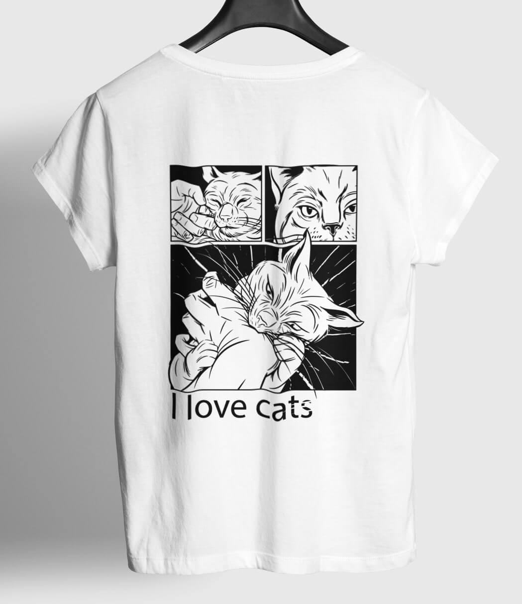 I love Cats - BACKPRINT Organic Unisex (Premium)