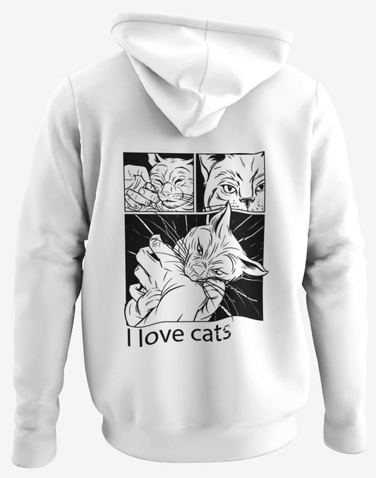 I love Cats - BACKPRINT Hoodie Unisex Organic (Premium)